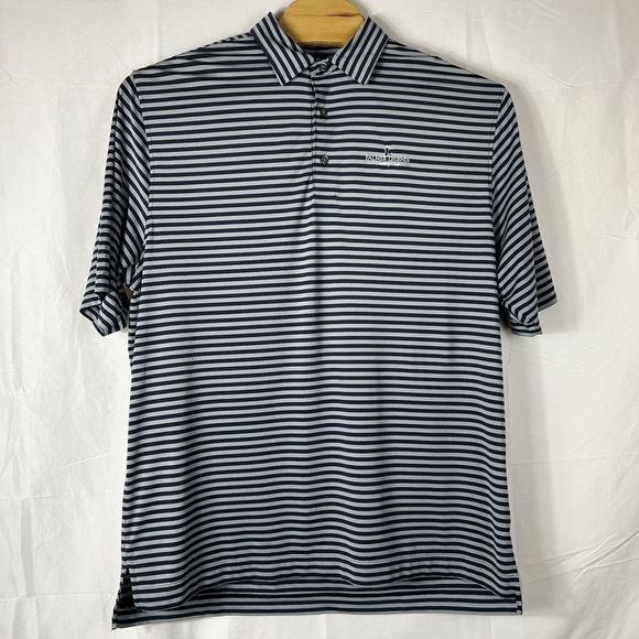 Footjoy FJ Mens Gray Blue Striped Short Sleeve Polo Size XXLarge Stretch Golf - Picture 1 of 6